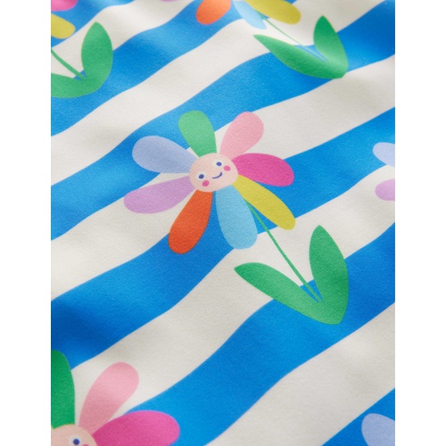 보덴 Boden Cross-back Printed Swimsuit - Cabana Blue Daisy Stripe