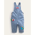 Boden Woven Applique Dungaree - Penzance Blue/Ivory Bugs