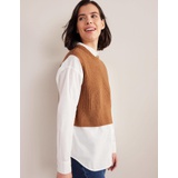 Boden Ribbed Wool Sweater Vest - Teddy Bear