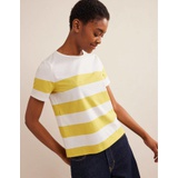 Boden Short Sleeve Breton T-Shirt - Sweet Honeycomb, Ivory Stripe