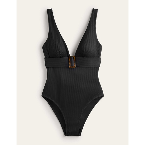 보덴 Boden Resin Buckle V-neck Swimsuit - Black