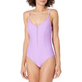 Body Glove Womens Standard Smoothies Skylar Solid Zip Front One Piece Swimsuit