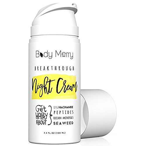  Body Merry Breakthrough Night Cream - Anti Aging Face Moisturizer w Niacinamide + Peptides + Hyaluronic Acid For Signs Of Aging (Wrinkles, Fine Lines) & Dry/Sensitive Skin - Perfec