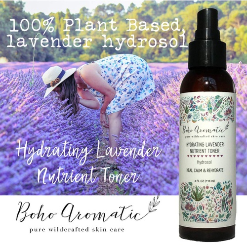 Boho Aromatic Hydrating Lavender Nutrient Face Mist Spray, Hydrosol, Facial Mist, facial skin care products 4 FL OZ