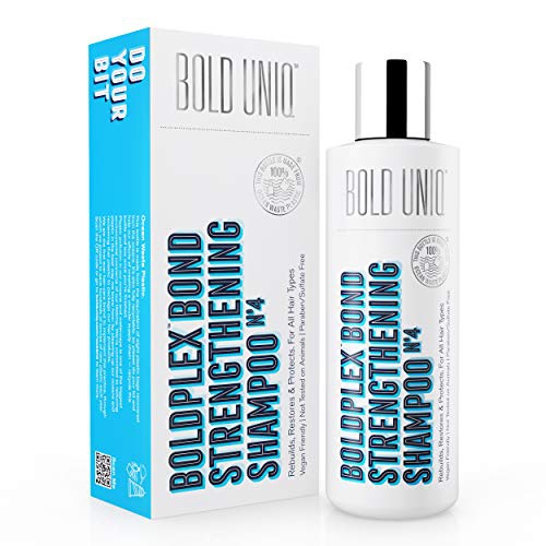  Bold Uniq Bold Plex Bond Strengthening Protein Shampoo for Dry Damaged hair - Hydrating Conditioning Formula for Curly, Dry, Colored, Frizzy, Broken or Bleached Hair Types. Paraben & Sulfate