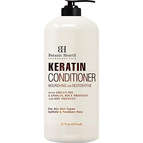  Keratin Conditioner with Argan Oil by Botanic Hearth - Natural Sulfate Free Keratin Hair Treatment for Normal, Dry or Damaged Hair - All Hair Types, Women and Men, Color Treated Ha