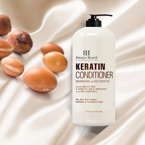  Keratin Conditioner with Argan Oil by Botanic Hearth - Natural Sulfate Free Keratin Hair Treatment for Normal, Dry or Damaged Hair - All Hair Types, Women and Men, Color Treated Ha