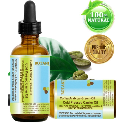  Botanical Beauty GREEN ARABICA COFFEE OIL Brazilian. 1 Fl.oz- 30 ml. 100% Pure/Premium Quality. For Skin, Hair, Lip and Nail Care. Wrinkle Reducer, Skin Lift/Tone, Anti- Puffiness/Dark Circles, Ant