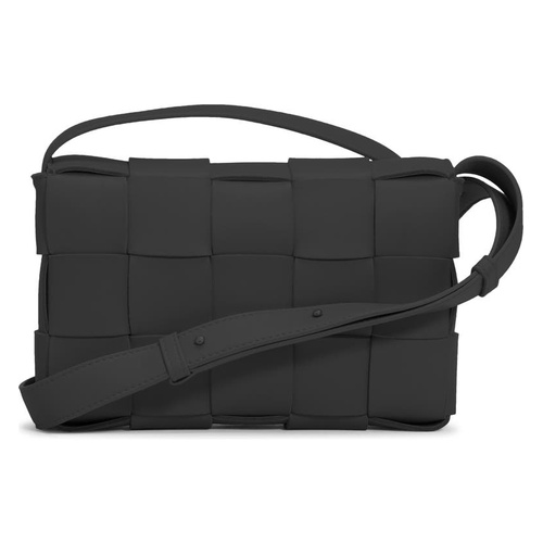 보테가 베네타 Bottega Veneta Intrecciato Leather Crossbody Bag_BLACK/ SILVER