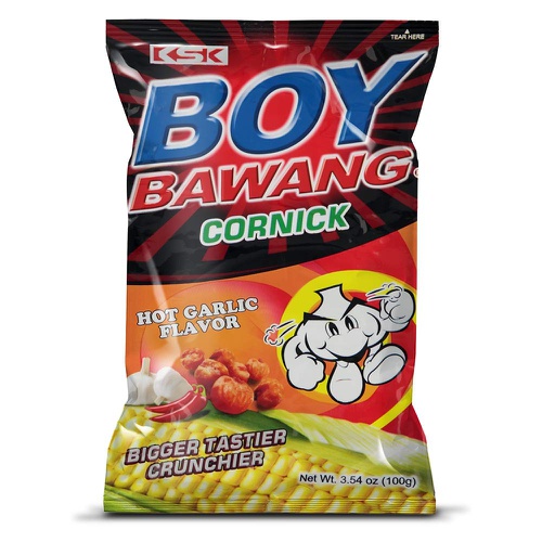  Boy Bawang Cornick, Hot Garlic - Crispy Tasty & Gluten-Free Corn Nuts 3.54 ounces (100g), 3 Pack