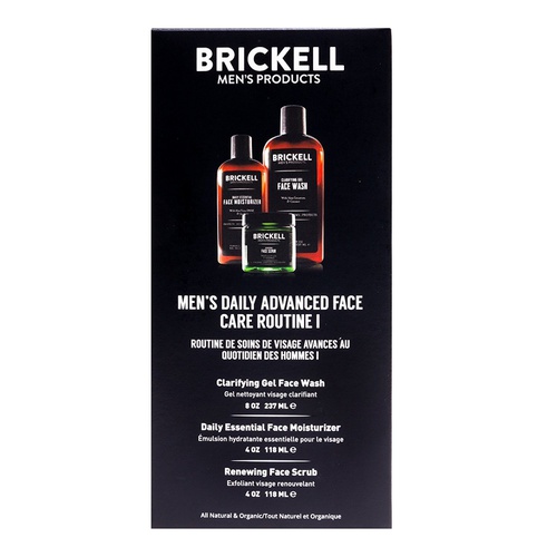  Brickell Men's Products Brickell Mens Daily Advanced Face Care Routine I, Gel Facial Cleanser Wash, Face Scrub, Face Moisturizer Lotion, Natural and Organic, Scented