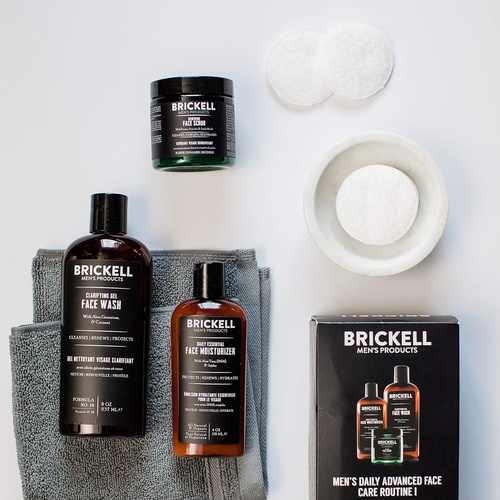  Brickell Men's Products Brickell Mens Daily Advanced Face Care Routine I, Gel Facial Cleanser Wash, Face Scrub, Face Moisturizer Lotion, Natural and Organic, Scented