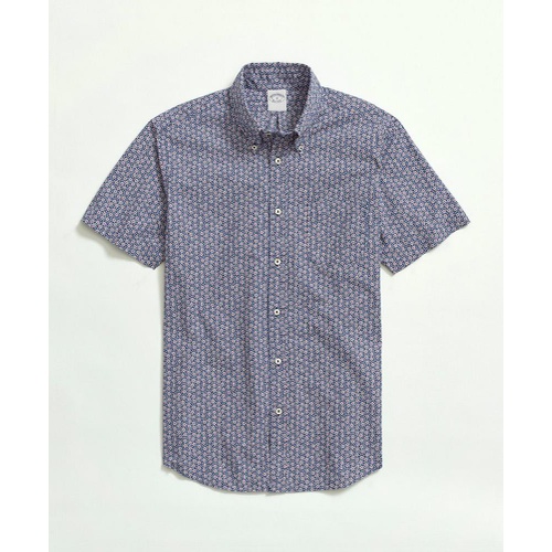 브룩스브라더스 Cotton Poplin Button-Down Collar, Floral Print Short-Sleeve Sport Shirt