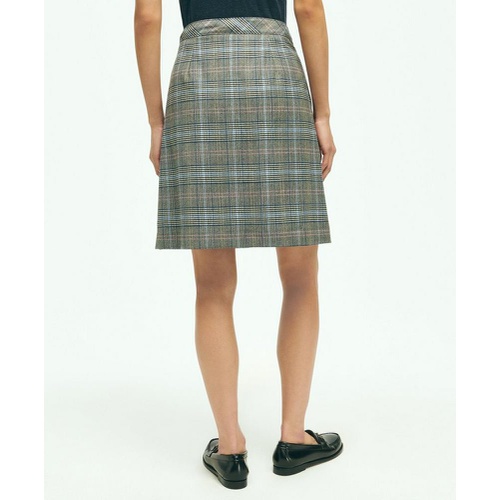 브룩스브라더스 Stretch Wool Prince of Wales A-Line Pleated Skirt