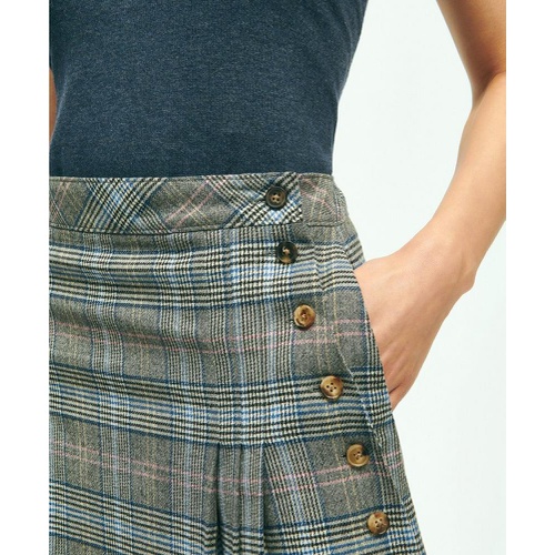 브룩스브라더스 Stretch Wool Prince of Wales A-Line Pleated Skirt