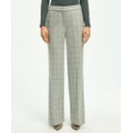 Merino Wool Cashmere Blend Flannel Windowpane Trousers