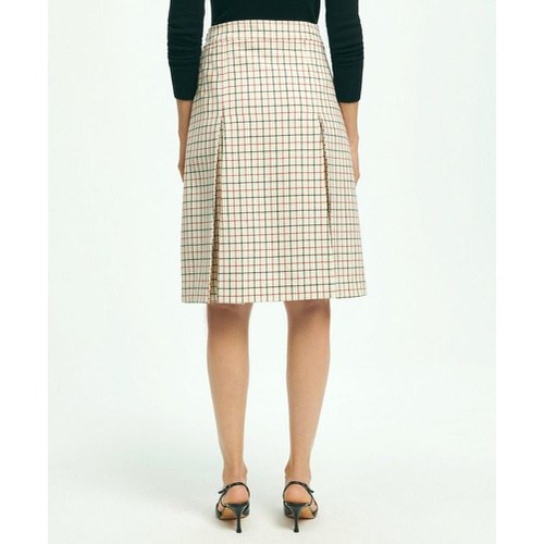 브룩스브라더스 Lambswool Box Pleated Tattersall A-Line Skirt