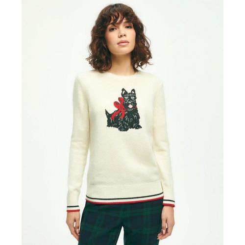 브룩스브라더스 Merino Wool-Cashmere Crewneck Scottie Dog Sweater