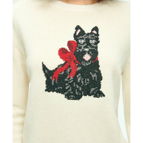 브룩스브라더스 Merino Wool-Cashmere Crewneck Scottie Dog Sweater