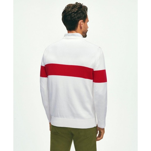 브룩스브라더스 Vintage-Inspired Chest Stripe Crewneck Sweater in Supima Cotton