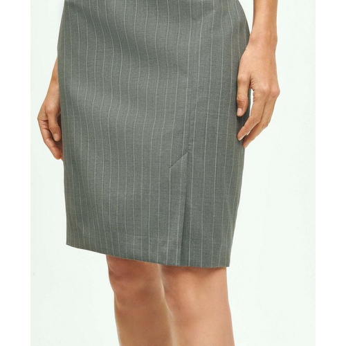 브룩스브라더스 Pinstripe Pencil Skirt in Wool Blend