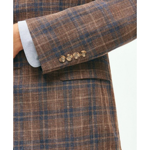 브룩스브라더스 Traditional Fit Plaid Hopsack Sport Coat in Linen-Wool Blend