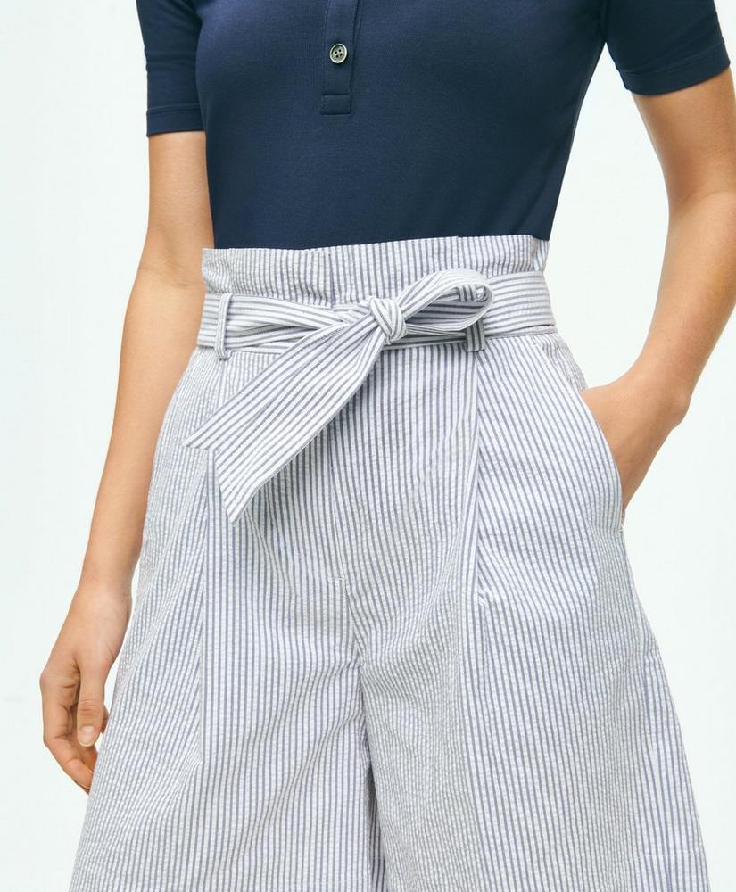 브룩스브라더스 Paperbag Bermuda Shorts In Striped Seersucker Cotton Blend