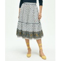 Floral Paisley A-Line Tiered Skirt In Cotton