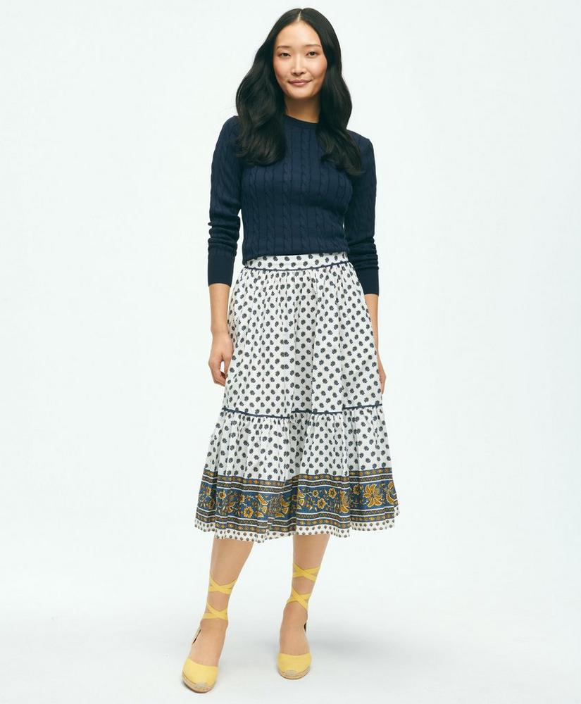 브룩스브라더스 Floral Paisley A-Line Tiered Skirt In Cotton