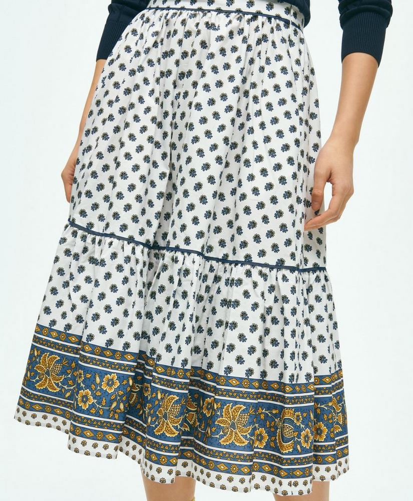브룩스브라더스 Floral Paisley A-Line Tiered Skirt In Cotton