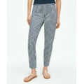 Gingham Side-Zip Pant In Bi-Stretch Cotton Twill