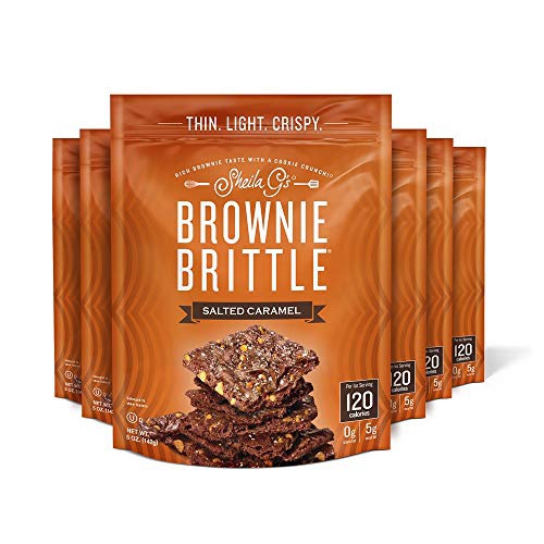  Sheila Gs Brownie Brittle Salted Caramel- Low Calorie, Healthy Chocolate, Sweets & Treats Dessert, Thin Sweet Crispy Snack-Rich Brownie Taste with a Cookie Crunch- 5 oz, Pack of 6