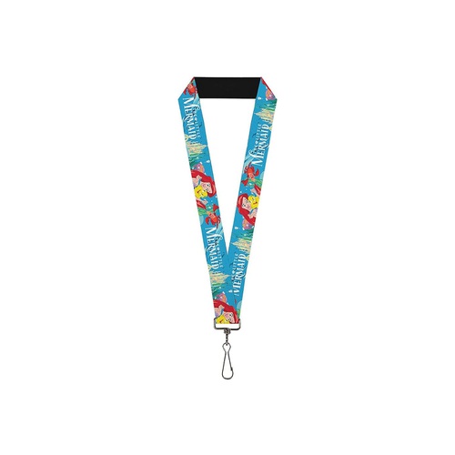  Buckle-Down Unisex adult Lanyard - 10 the Little Mermaid/Castle Ariel, Flounder & Key Chain, Multicolor, One Size US