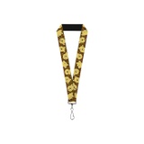 Buckle-Down Unisex adults Lanyard - 10 Winnie the Pooh Expressions/Honeycomb Black/ Key Chain, Multicolor, One Size US