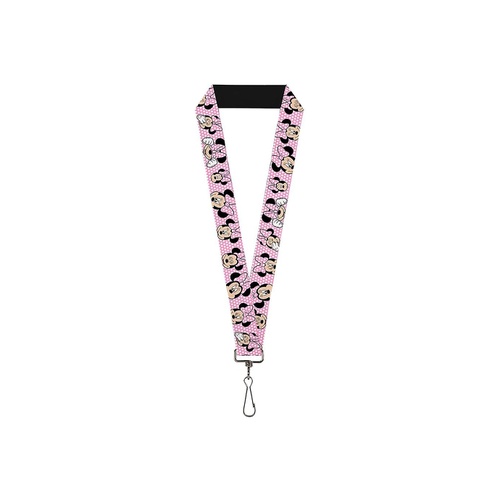  Buckle-Down Lanyard - Minnie Mouse Expressions Polka Dot Pink/White