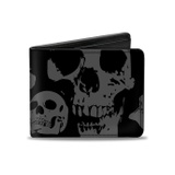 Mens Buckle-down Pu Bifold - Skulls Stacked Weathered Black/Gray Bi Fold Wallet, Multicolor, 40 x 35 US