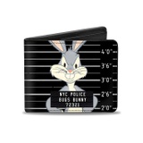 Mens Buckle-down Pu Bifold - Bugs Bunny Nyc Police Mug Shot Black/White Bi Fold Wallet, Multicolor, 40 x 35 US