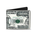 Mens Buckle-down Pu Bifold - 1 Million Dollar Bill Bi Fold Wallet, Multicolor, 40 x 35 US