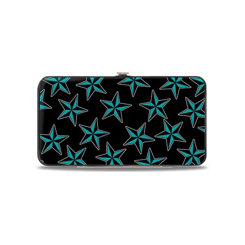  Buckle-Down Hinge Wallet - Nautical Stars Scattered Black/Turquoise