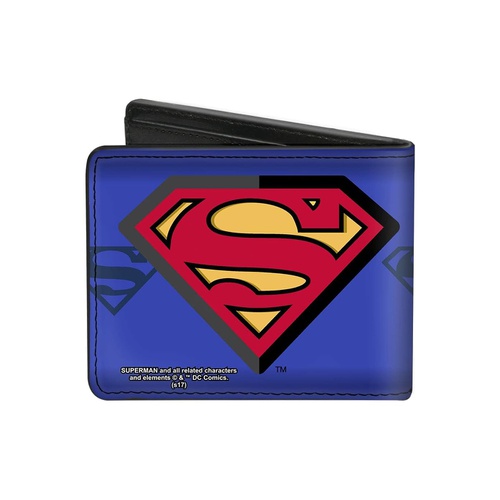  Mens Buckle-down Pu Bifold - Superman Shield Centered/Shield Stripe Blues Bi Fold Wallet, Multicolor, 40 x 35 US