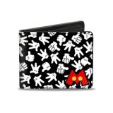 Buckle-Down Mens Mickey Mouse M Icon/Hand Gestures Scattered Black/White, Multicolor, Standard Size
