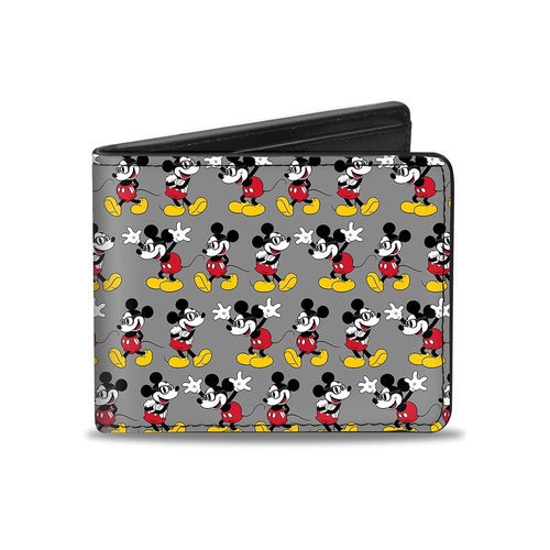  Buckle-Down Mens Nerdy Mickey Mouse 3-Pose Stripe Gray, Multicolor, Standard Size