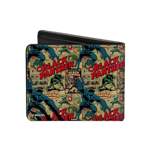  Buckle-Down PU Bifold Wallet - THE BLACK PANTHER Action Poses/Issue #2 Cover/Comic Blocks