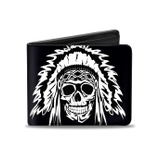Buckle-Down PU Bifold Wallet - Native American Skull Black/White