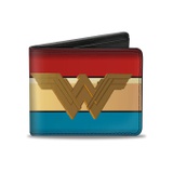 Mens Buckle-down Pu Bifold - Wonder Woman 2017 Icon/Stripe Red/Golds/Blue Bi Fold Wallet, Multicolor, 40 x 35 US