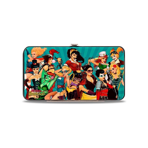  Womens Buckle-down Hinge - 12-dc Bombshells Group Pose/Rays Blues Wallet, Multicolor, 7 x 4 US