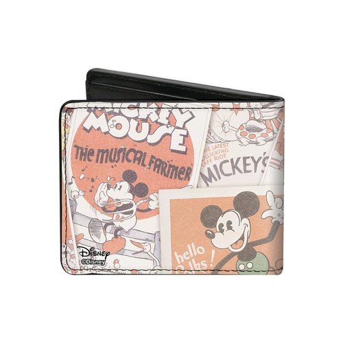  Buckle-Down Mens Classic Mickey Sitting Pose Close-up Stacked Comics Bi Fold Wallet, Multicolor, Standard Size US