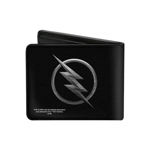  Buckle-Down Mens Reverse Flash Logo Black/Silver Etching, Multicolor, Standard Size