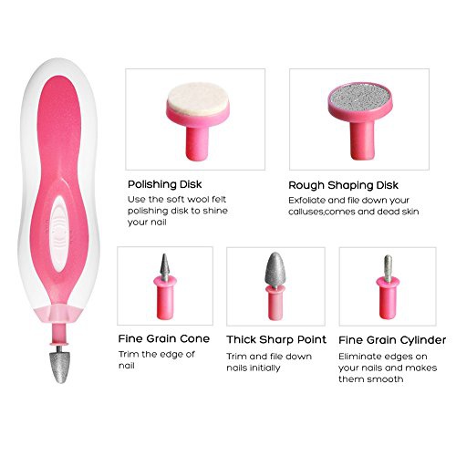  Bunny Ears Electric Pedicure & Manicure Set Portable Shaper with 5-piece attachment for the care of hands and feet. Electric nail file for home use