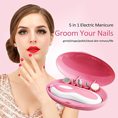  Bunny Ears Electric Pedicure & Manicure Set Portable Shaper with 5-piece attachment for the care of hands and feet. Electric nail file for home use